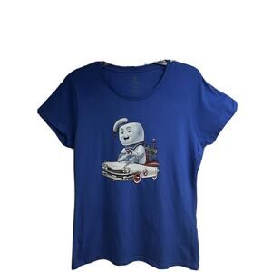 Teefury Ghostbusters Stay Puft Echo 1 Blue Graphic Juniors T-Shirt 3XL Stretch